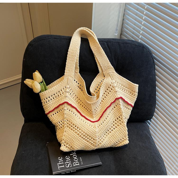 Woven Shoulder Bag Hand-woven Niche Hollow Tote Bag Commuter Shoulder Seaside Vacation Women's Bag