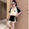 Summer Clothes Set for Children Girls Fashion V Neck T-shirts and Shorts 2pcs Suit Teenage Lapel Top Bottom Outfits Tracksuits