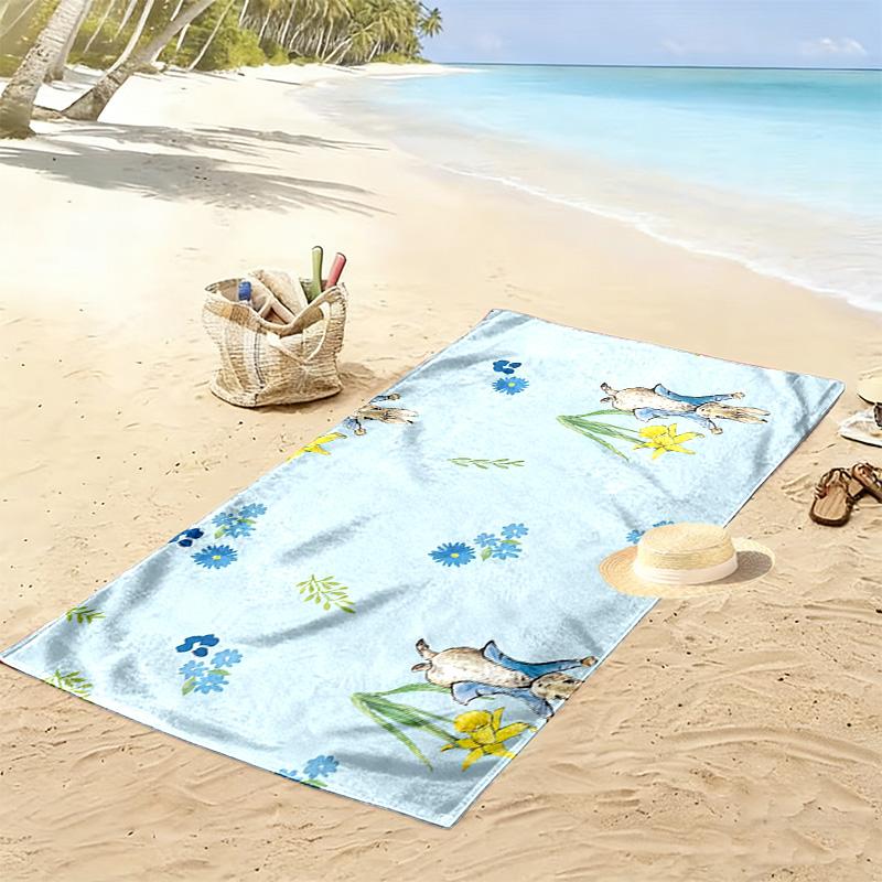 Peter Rabbit Print Beach Towel, Large Soft Quick Dry Towel for Beach Camping Swimming