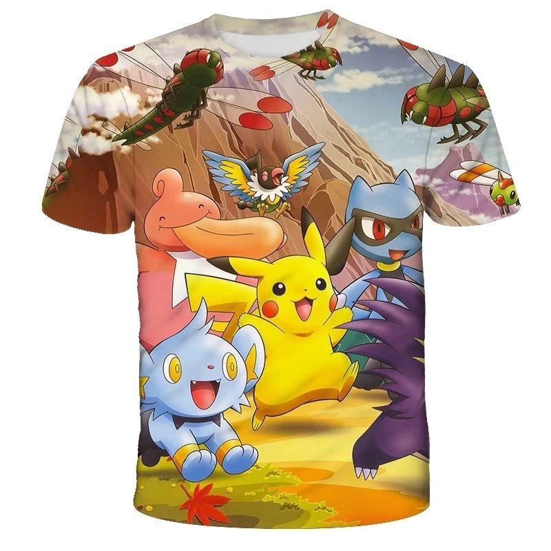 

26 Hot-selling Summer Japanese Anime Pikachu 3D Quick-drying T-shirts, Plus Size Men s Clothing, Cute Children s Clothing XXS