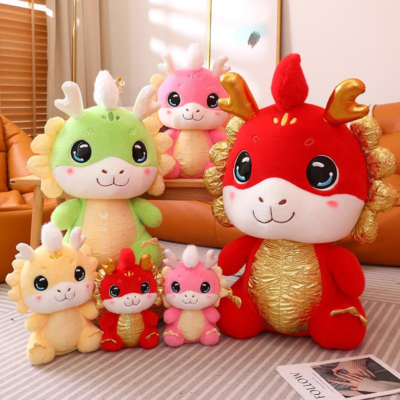 Cute and Colorful Auspicious Dragon Doll 2024 Year of the Dragon Mascot Plush Toy Zodiac Year of the Dragon Doll Gift