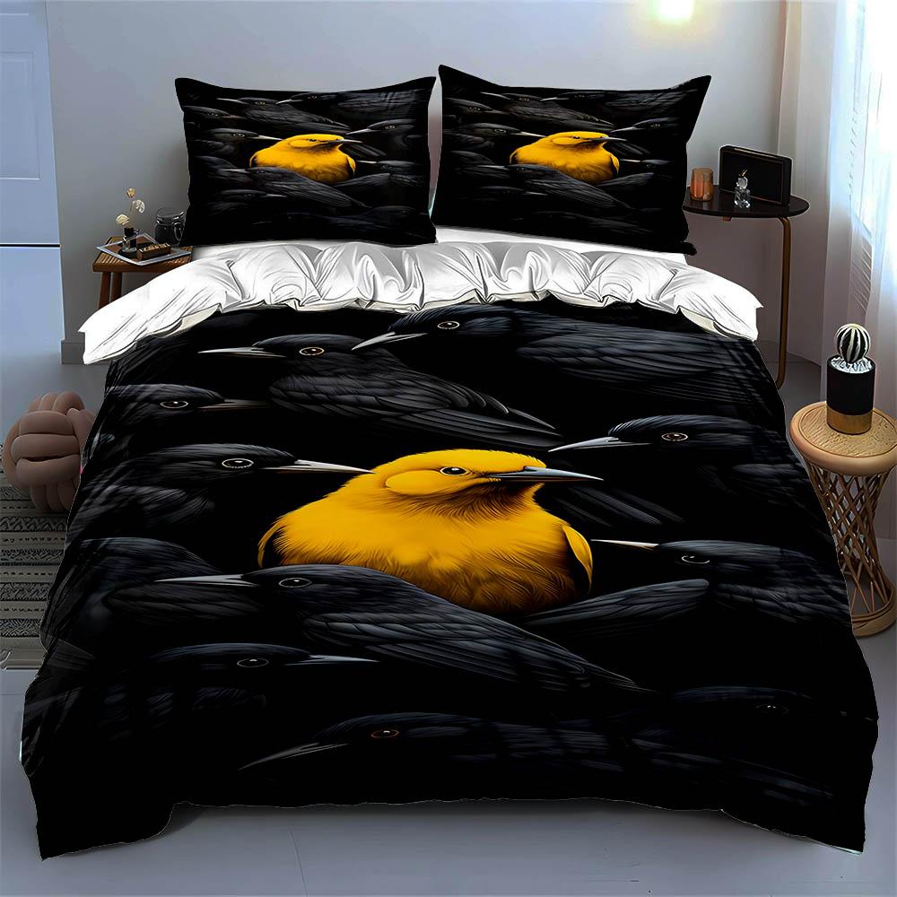 Yellow bird contrast. Bedding Duvet cover sets Duvet covers Pillowcases gifts (1 * Duvet Cover 2 * Pillowcases, without duvet insert)