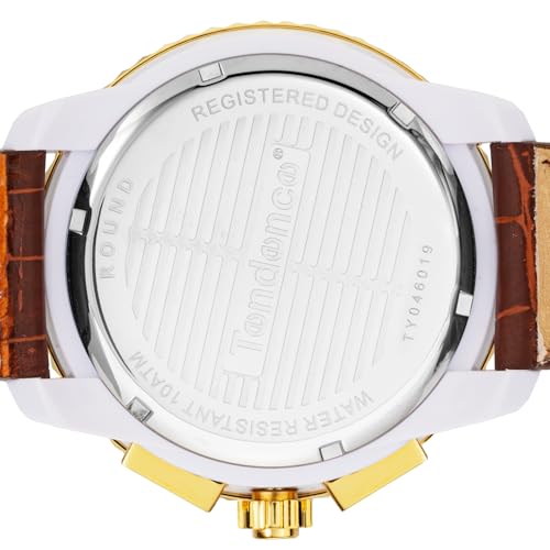 Tendence Gulliver Round Chronograph Watch TY046019-BRLE-AM Men's Brown [Parallel Import]