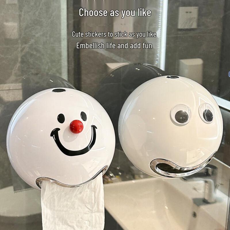 GOWKE Smile Face Adhesive Toilet Paper Holder