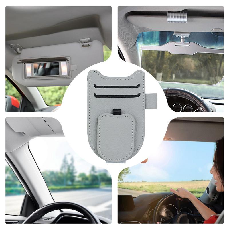 Car Visor Sunglasses Holder Eyeglass Hanger Clip For Car Fashion Magnetic Car Visor Clip Leather Auto Sunglasses Holder Ticket