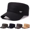 Men's Spring Flat Top Cotton Sun Hat with Eagle Logo - Outdoor Casual and Breathable