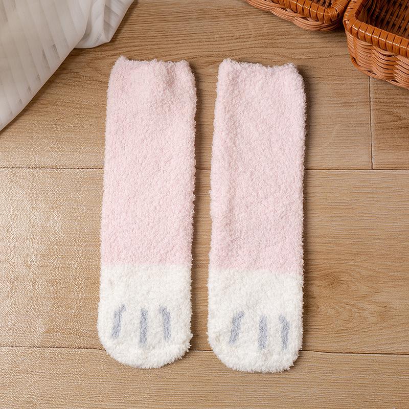 Women's Winter New Thickened Striped Cat PAWS Sleeping Tube Socks