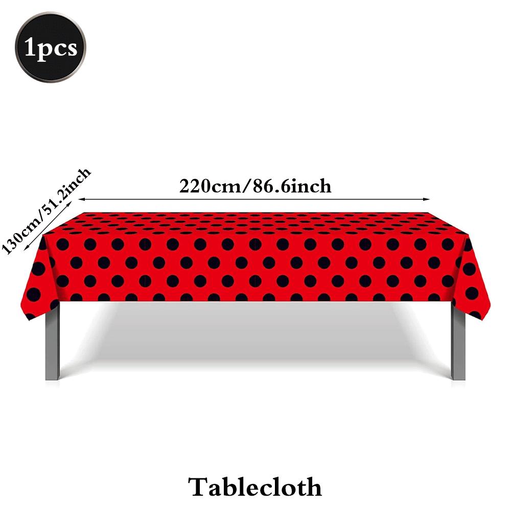 Red Black Polka Dot Party Supplies Ladybug Theme Tableware Plates Cups Napkins Balloon Kids Girl Birthday Decoration Baby Shower