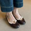 Autumn Retro Camellia One-pedal Mary Jane's New Round-headed Commuting Light-mouth Single Shoes