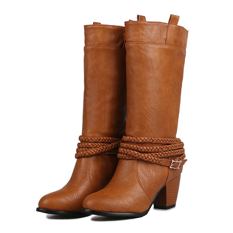 Mode Übergröße Damen Coole Motorradstiefel Mode Klobige Absätze Slipper Herbst Winter Schuhe Halblange Stiefel 889