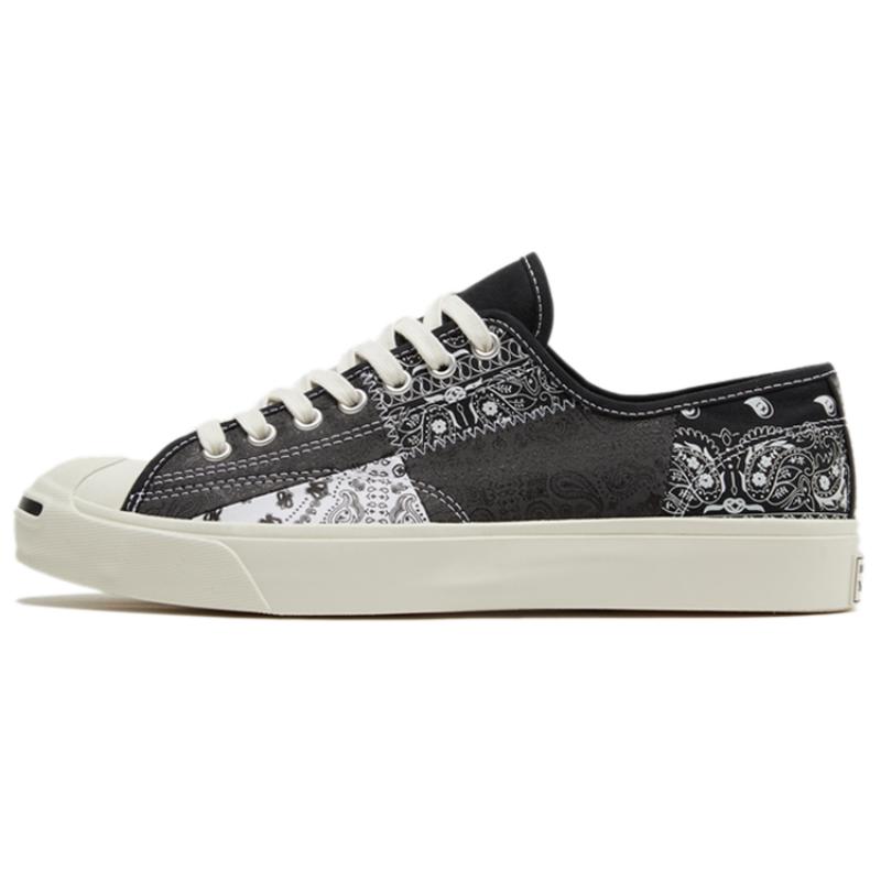 Converse Jack Purcell Gold Standard Smiley Cashew Flower Comfortable Versatile Low-top Canvas Shoes Unisex Black White Gray
