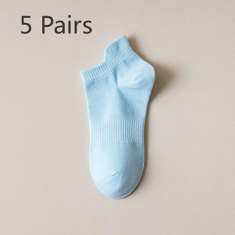 5 Pairs of Women's Summer Thin Girdle Waist Deodorant Breathable Sports Cotton Socks