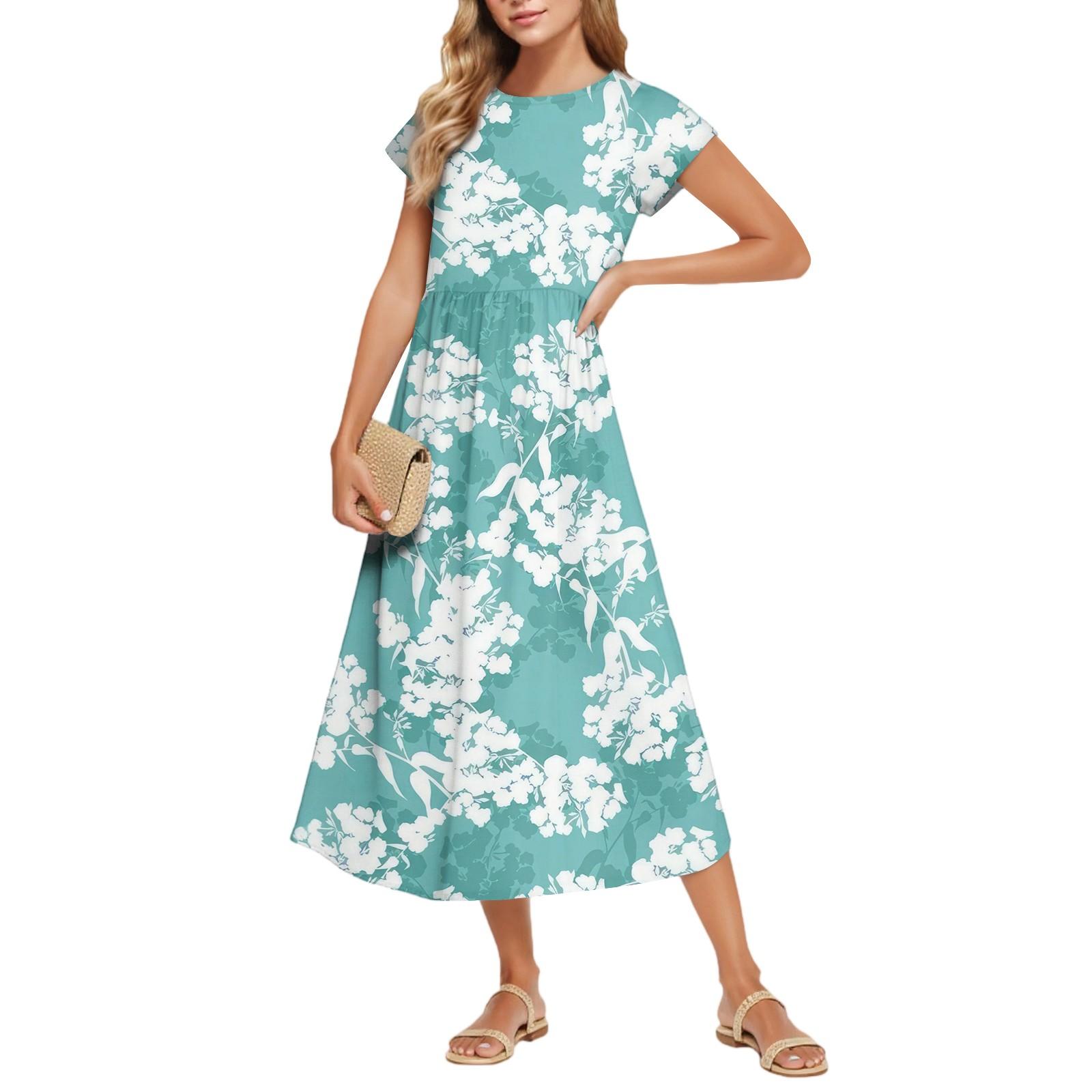 

Женские Модные Темпераментные Элегантные Платья с Цветочным Принтом и Завышенной Талией в Повседневном Стиле XL