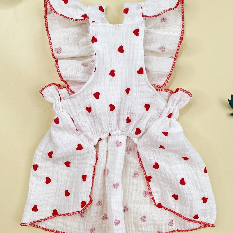 Valentinstag 1 Stück Herzmuster Schleifen-Dekor Haustierkleid für Hund für den Sommer