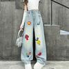 Girls' Jeans Spring and Autumn Children's Pants Spring Loose Wide Leg Pants