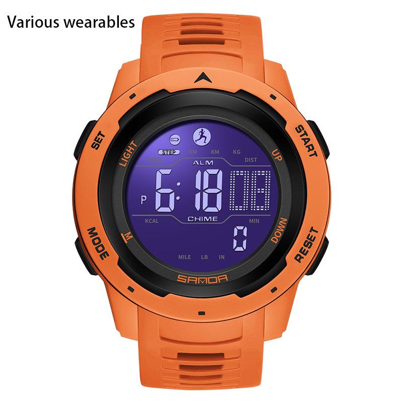 Calorie Pedometer Electronic Watch Waterproof Multifunctional Sports Shockproof Smart Alarm Clock Watch for Men and Women