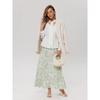 Damen Midi-Rock mit Print, Elastischer High-Waist Fließender A-Linien-Rock