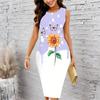 Women Plus Size Crew Neck Sleeveless Midi Dress Black Silver Glitter Butterfly Shimmer Dot Print Bodycon Dress