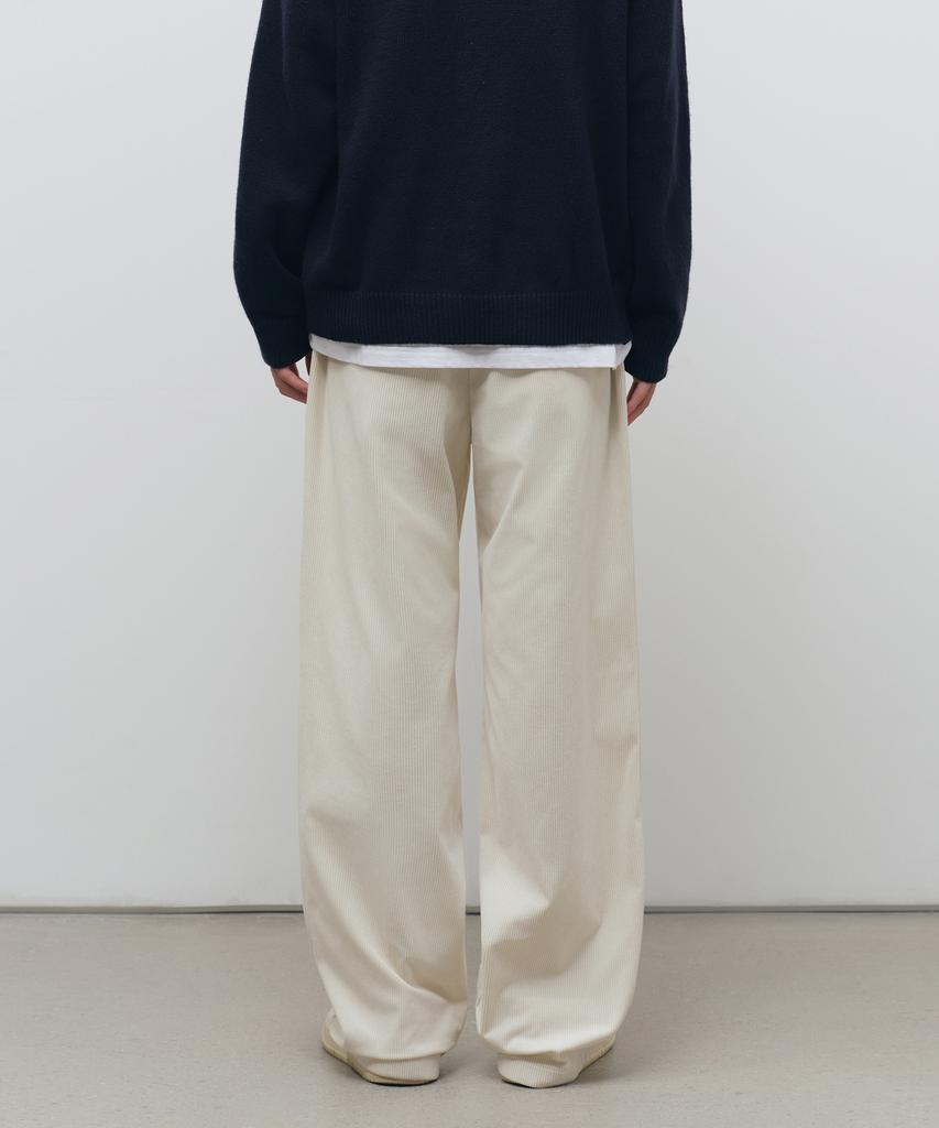 Musinsa Standard 8W Corduroy One-Pleat Wide Elastic Pants [Cream]