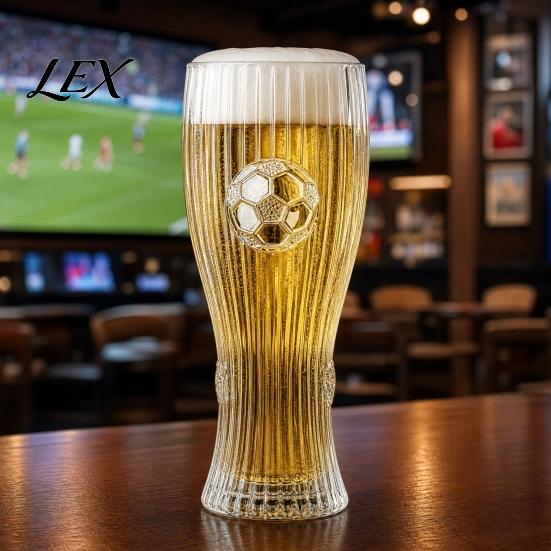 Durable Beer Mug Football Glass, 300ml/450ml Capacity Transparent Craft Stain Resistant Glassware for Home Bar, Soccer Tumbler Sports Fans Easy Clean
