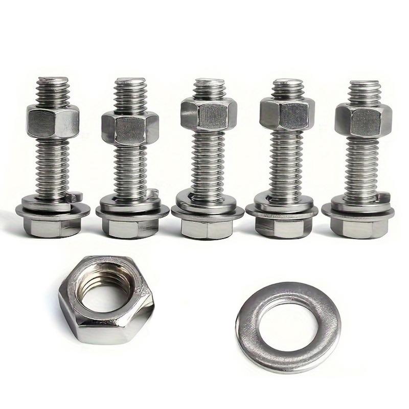 360-piece set of stainless steel hex bolts and nuts, M4 and M5, lengths 8mm, 12mm, 16mm, and 20mm.