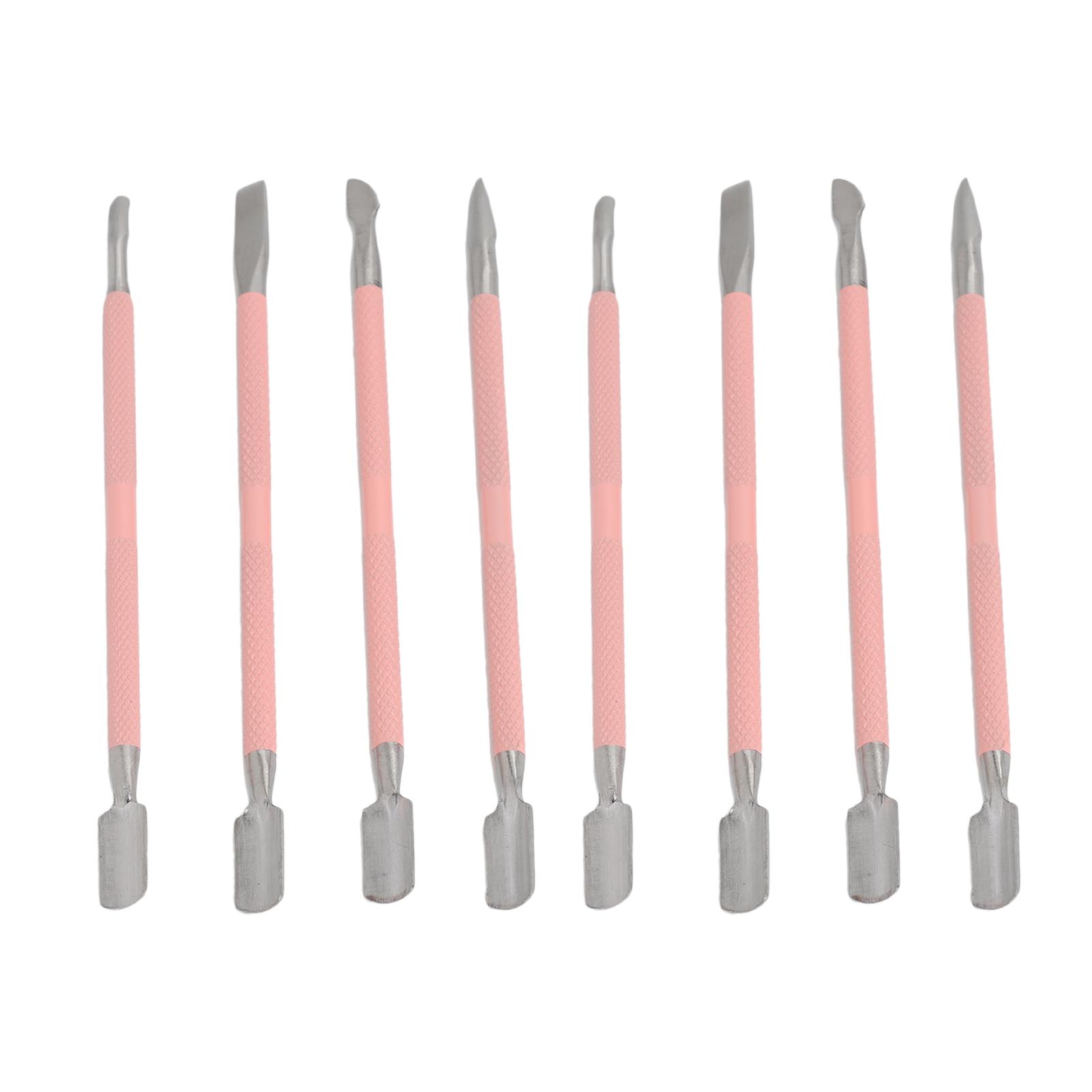 

2 комплекта двухсторонних толкателей кутикулы из нержавеющей стали для удаления грязи с ногтей, очиститель ногтей для маникюра