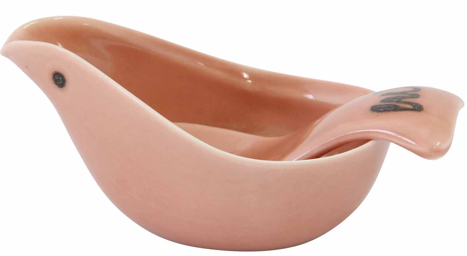 World Create viv Hasami ware sauce pot & spoon, pink, little bird design, 20017