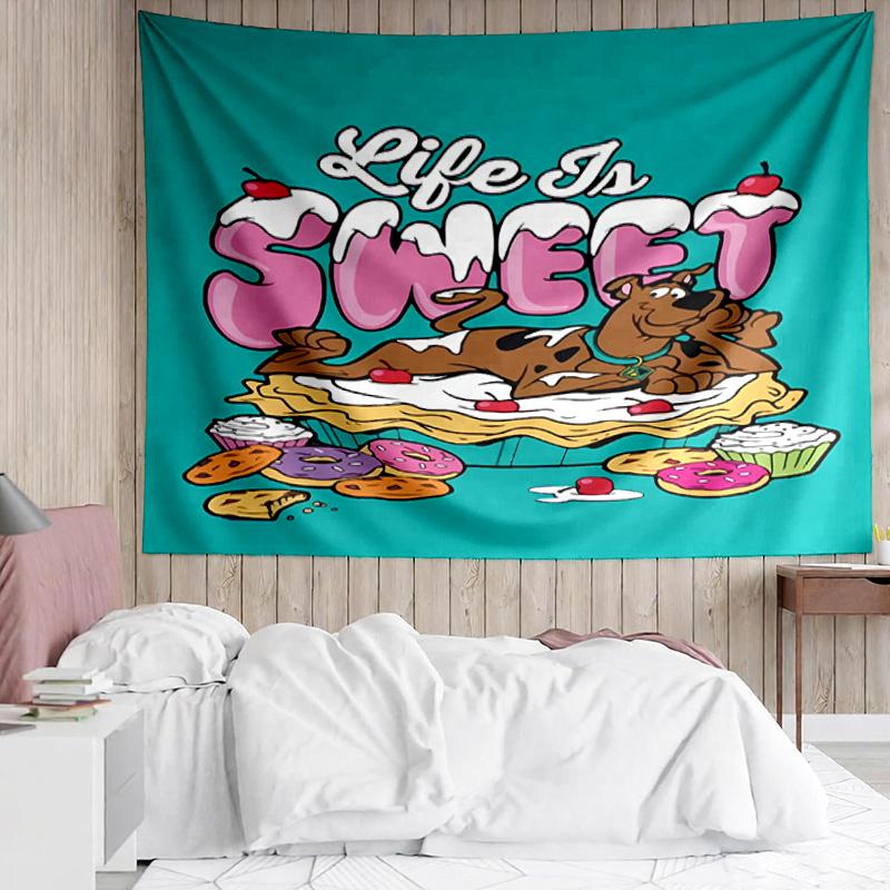 Scooby-Doo Print Tapestry, Backdrop, Easy Setup, Ideal for Bedroom, Office & Living Room, with Aesthetic Wall Hanging Decor.