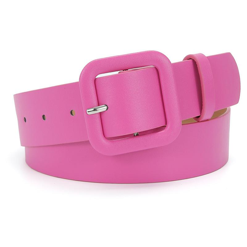 Stylish Minimalist Women's Pu Leather Candy Color Belt With Square Buckle For Dresses