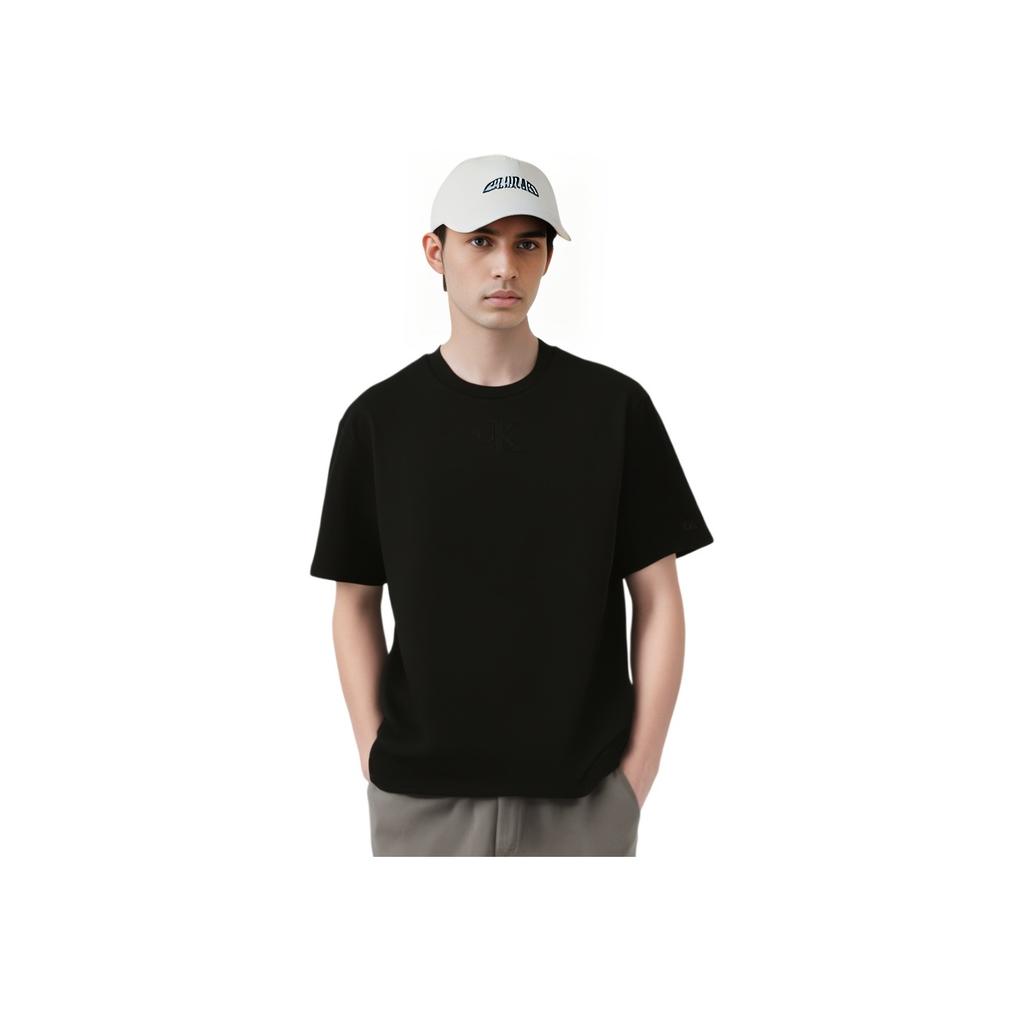 Calvin Klein Letter Print Heavyweight Cotton Crew Neck Short Sleeve T-Shirt Men T-Shirts Space-Black J323272BEH
