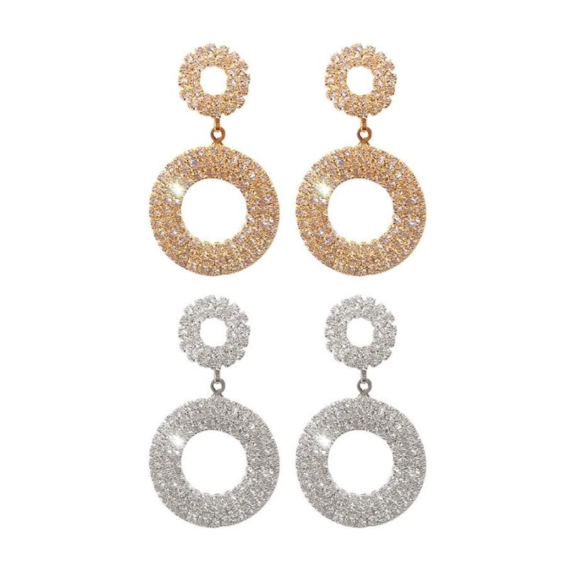 Elegant Hollow Circle Rhinestones Earrings Comfort Wear Day to Night Versatile Jewelry