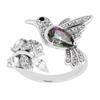 Hummingbird With Flower Ring Opening Colored Zircon Bird With Exquisite Personality