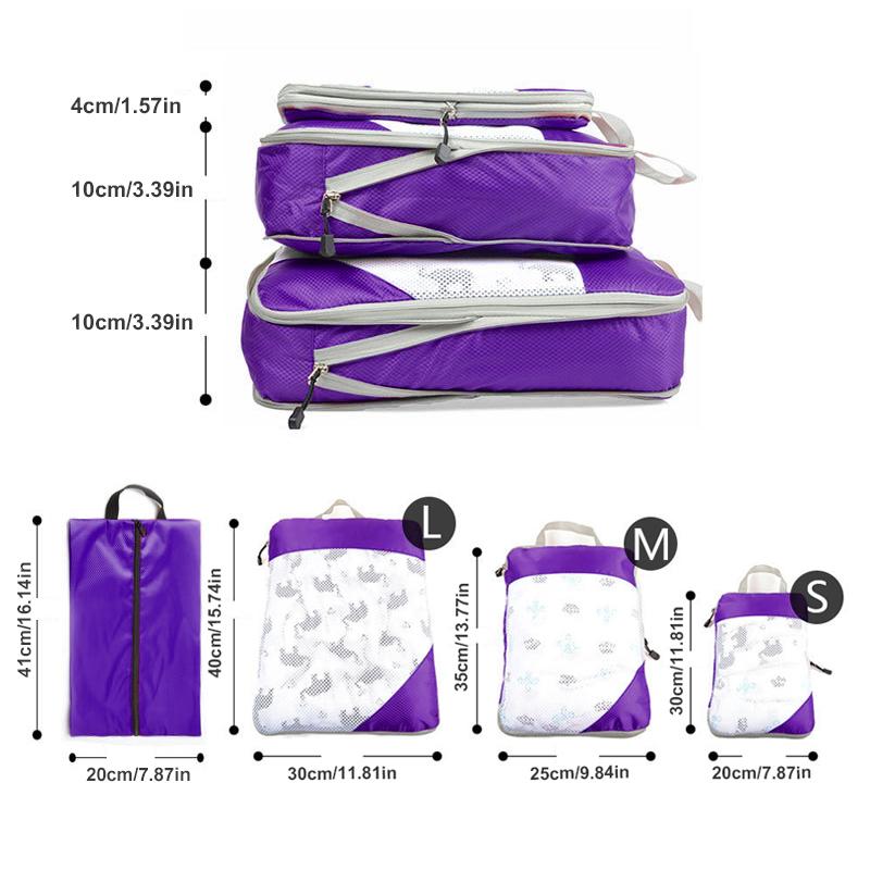 3pcs Portable Travel Storage Bag Set With Mesh Stitching, Double Layer Zipper Foldable Luggage Organizer, Clothing Storage Bags