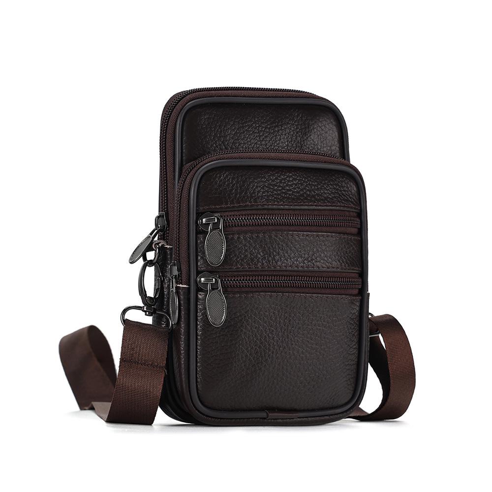 Men's Genuine Leather Crossbody & Waist Bag - Retro Vertical Minimalist Style
