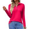 Women's Fashion Casual Lapel Short Long Sleeve Solid Color Shirt Women's Button Up Tops