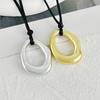 Personalized irregular heart-shaped hollow out Pendant Necklace, simple geometric oval wax rope necklace, everyday versatile neck ornament