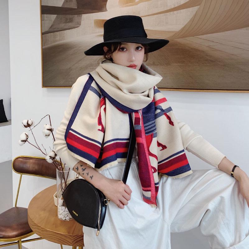 Women's Imitation Cashmere Scarf: Versatile Autumn/Winter Warm Double-Sided Wool Snood and High-End Dual-Use Shawl