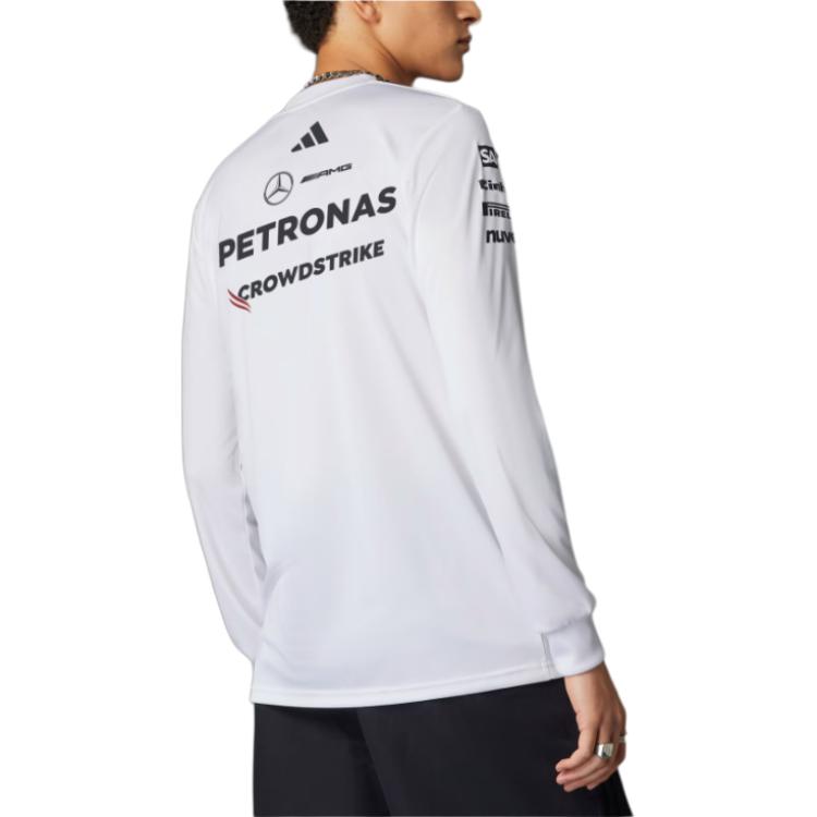 Adidas X Mercedes-Amg Petronas F1 Team Driver Jersey Crew Neck Long Sleeve T-Shirt Men Tops White Black JX5801