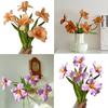 5pcs Large Petal PU Simulation Flower Soft Fake Flowering Design Tulip Artificial Flower Brownie Tulip Flower Blooming Opening