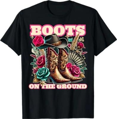 Boots On The Ground, Cowgirl Linedance, Boot Cowboy Western T-Shirt