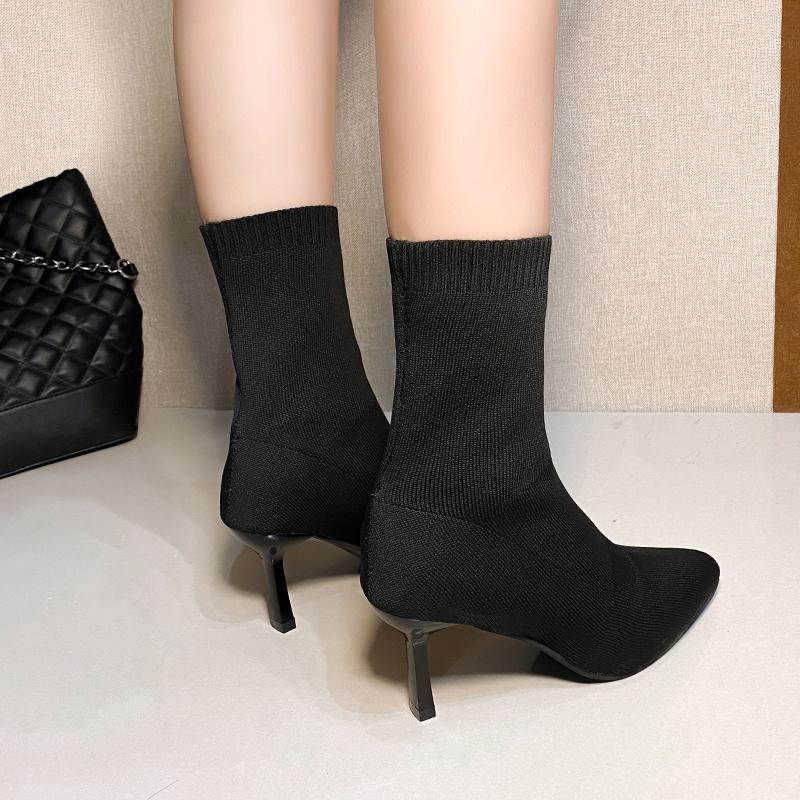 2025 New Trend Fashion Comfortable Pointed Toe Boots Women Autumn Winter Zapatos De Mujer Ankle Boots High Heels Big Size Shoes