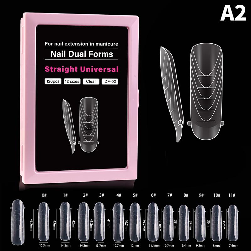 Dual Form Coffin Nail Tips 120pcs  Extension Reusable Mold For Quick and Easy Professional Manicure At Home