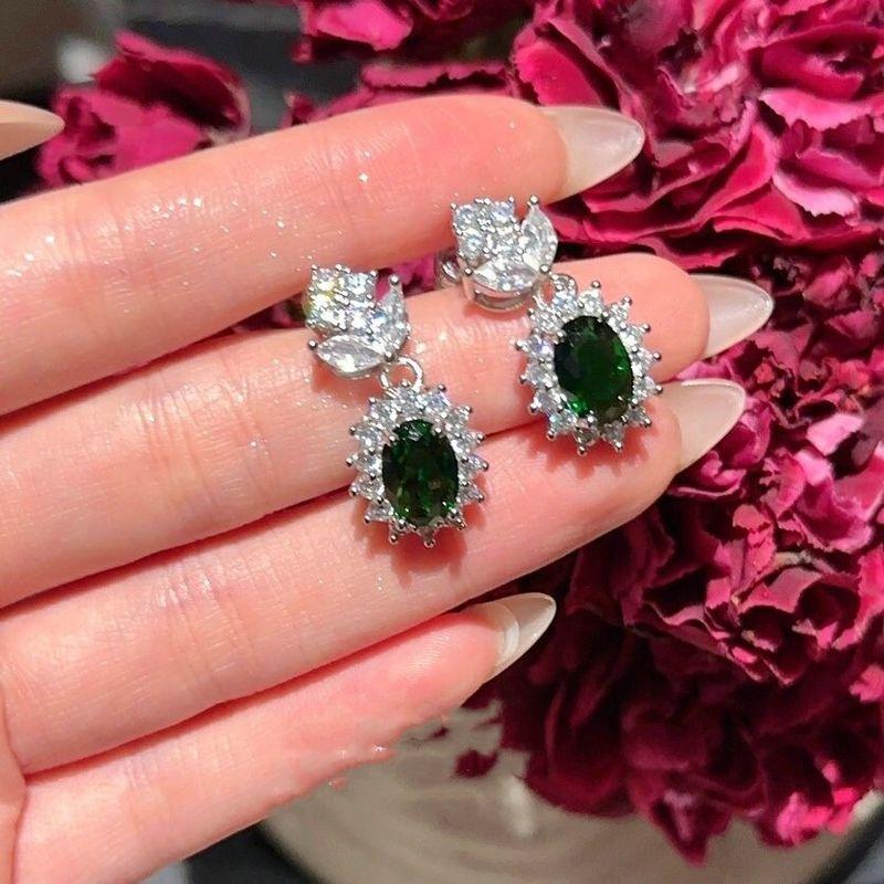 European and American High End Luxury Simulation Ruby Necklace Earrings Ring Women Colored Gems Zircon Bridal Banquet Formal Dress Set