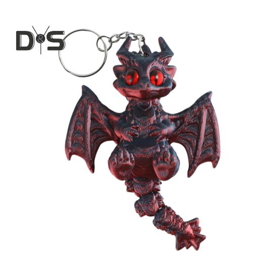 3D tištěná klíčenka s dračími křídly a pohyblivým ocasem, taška, zavazadla, školní aktovky, interiér auta