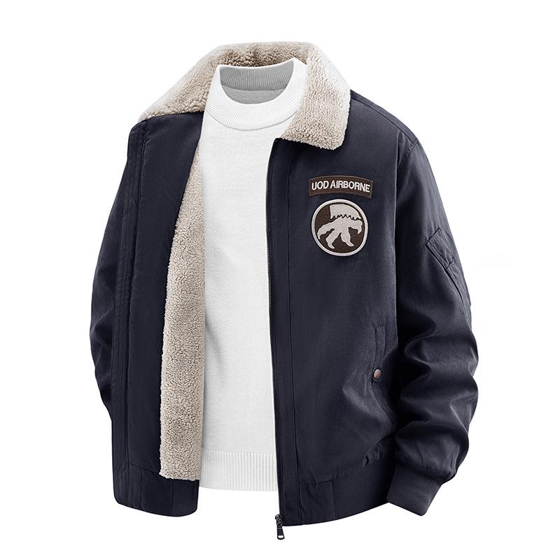 2025 Autumn/Winter Men's Plus Velvet Washed Cotton Jacket - Classic Casual Outdoor Cold-Weather Protection