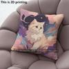 Cute Starry Night Kitten Throw Pillow Covers Pattern Cushion Cover Suitable For Sofa Bedroom Car Pillow Cover