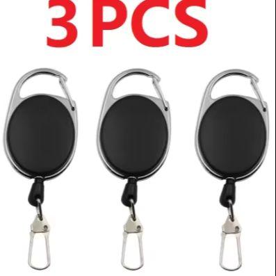 2-4Pcs Retractable Key Chain Fly Fishing Zinger Reel Badge Holder Quick Release Spring Clip Fishing Accessories