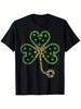 St Patrick Day Nurse Stethoscope Shamrock Graphic Tee Breathable Casual Cotton T-Shirt For Men