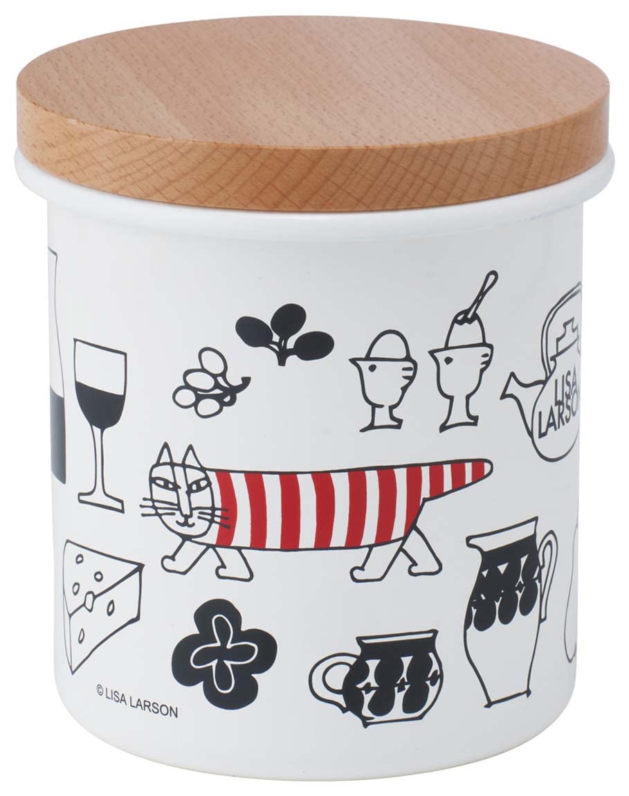 

Skater Enamel Canister with Wooden Lisa Larson Lid, 750ml, Kitchen, ENC8-A