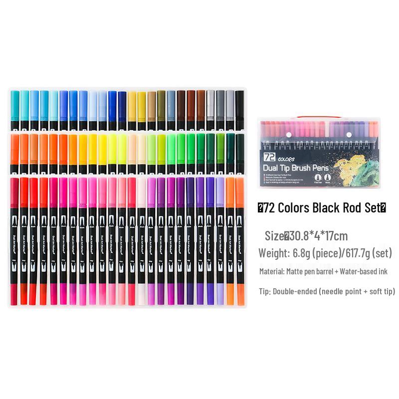 120-Color Dual-Tip Art Watercolor and Fineliner Pen Set with Soft Brush